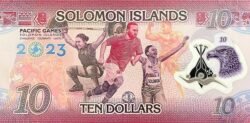 Islas Solomon SLM-P-W39, 10$, 2023, Juegos del Pacífico, Polímero, UNC