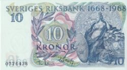 Suecia SWD-P-56a, 10 Kronor, 1968, UNC