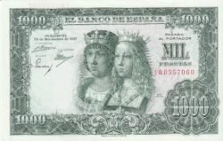 España ESP-P-149, 1.000 Ptas., Nº.- 1Q0557060, 29-Noviembre-1957, Reyes Católicos, Look Scand, aUNC