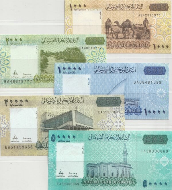 Somalia SML-P-W(38-39-41-42-42) Set 5 valores, 2010, UNC