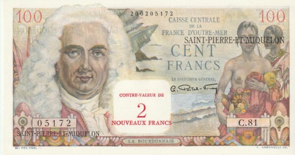 Saint Pierre & Miquelón SPM-P-32, 100 Fcos., ND-1961, Nº 200205172, Look Scand, UNC