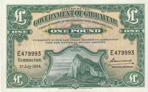 Gibraltar GBT-P-15c, 1 Pound, Nº E479993, Look Scand, XF