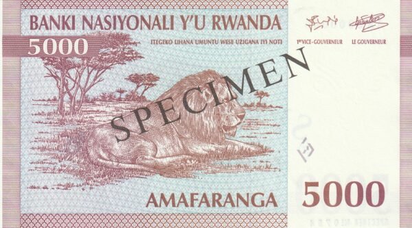 Ruanda RWD-P-25 Speciem, 5.000 Fcos, 1-12-1994, Look Scand, UNC
