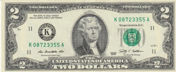 Estados Unidos USA-P-530A "K" Dallas, 2$, 2009,  Look Scand, aUNC/XF