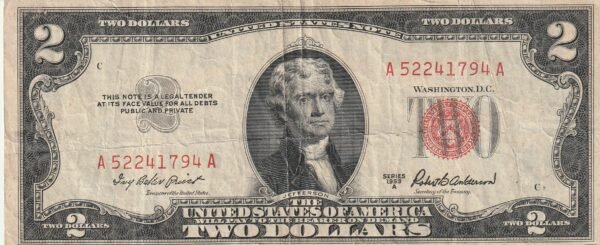 Estados Unidos USA-P-380a, 2$, 1953A, Nº A52241794A, Look Scand, VF+