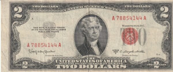 Estados Unidos USA-P-380c, 2$, 1953C, Nº A78854144A, Look Scand, XF-