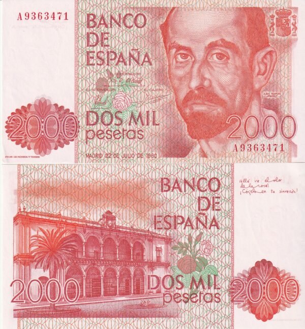 España ESP-P-159, 2000 Ptas., 1980, Juan Ramón Jimènez, Serie A, Look Scand, UNC