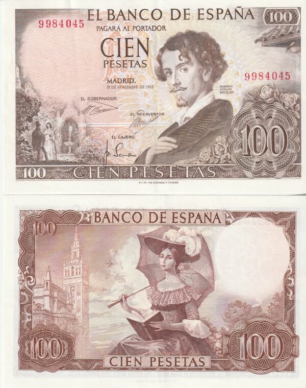 España ESP-P-150, 100 Ptas., Sin Serie, Gustavo A. Becquer, Look Scand, XF