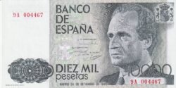España ESP-P-161, 10.000 Ptas., 1985, Rey Juan Carlos/Principe Felipe, Serie 9A-004467, UNC