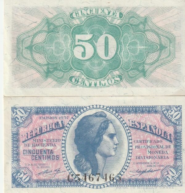 España ESP-P-93, 50 Ctmos., 1937, Serie "C", República Española, UNC