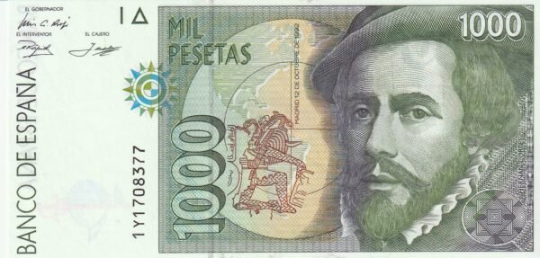 España ESP-P-163(1Y), 1.000 Ptas, 1992, Hernán Cortés, Serie "1Y", Look Scand, UNC