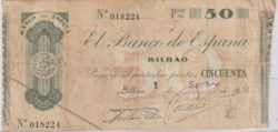 España ESP-P-S553i, 50 Ptas., Bco. de España (Bilbao-C.H.M.P.M), Nº 018224, Look Scand, Fine