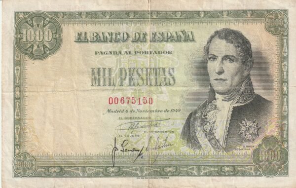 España ESP-P-138, 1.000 Ptas., 1949. Nº 00675150, Look Scand, VF