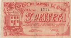España ESP-Rialb, 1 Ptas., 1937, Nº  1771, Look Scand, XF