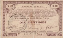 Francia FRA-P-Ville de Lille, 5 Ct., NORD PAS DE CALAIS E. GARANTI 10 CENT. Nº 78584,1915 SERIE 9A Look Scand, Fine