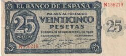 España ESP-P-99, 25 Ptas., Burgos, Nº-N136219, Look Scand, VF