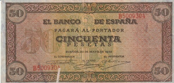 España ESP-P-112, 50 Ptas., Burgos, Nº-B5009304, Look Scand, VF