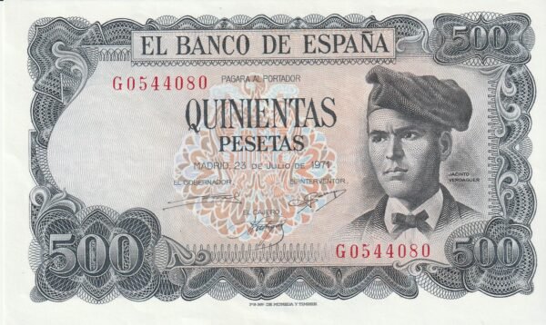 España ESP-P-153, 500 Ptas., Jacinto Verdaguer, Nº-G0544080, Look Scand, aUNC