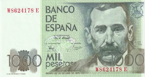 España ESP-P-158, 1.000 Ptas., 1979, Serie w/e, Benito P. Galdós, Look Scand, UNC