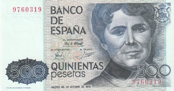España ESP-P-157, 500 Ptas., 1979, Sin Serie, Rosalía de Castro, UNC