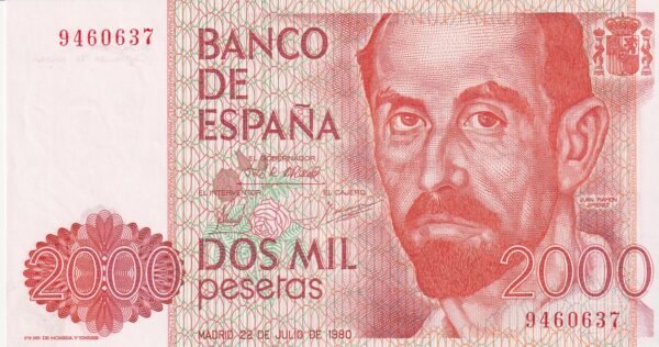 España ESP-P-159, 2000 Ptas., 1980, Juan Ramón Jimènez, Sin Serie Nº 9460637, Look Scand, aUNC