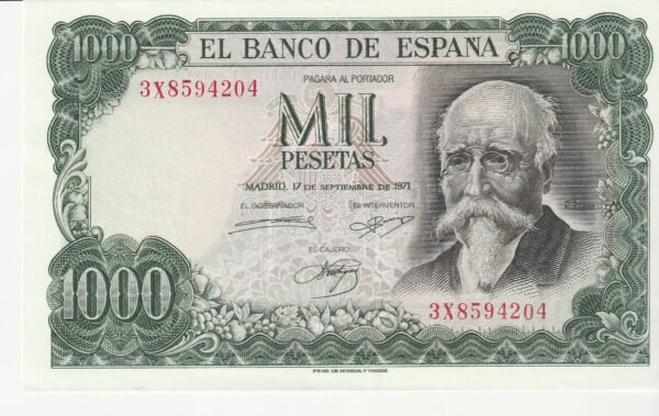 España ESP-P-154 "3X", 1.000 Ptas., Serie 3X, José Echegaray, UNC
