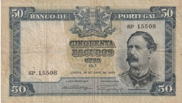 Portugal PTG-P-160(3), 50 Escudos, 28-Abril-1953, Look Scand, VF-