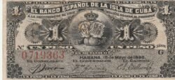 Cuba CUB-P-47a, 1 Peso, 1896, Look Scand, XF