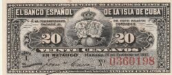 Cuba CUB-P-53a, 20 Ctvos.,1896, Look Scand, aUNC