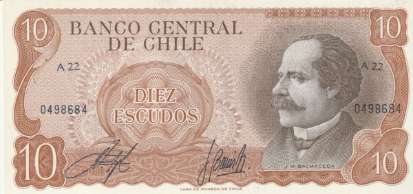 Chile CHL-P-143(1), 10 Pesos, ND-1967, J.M. Balmaceda, UNC