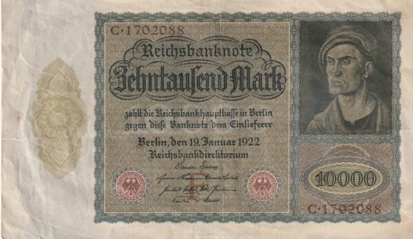 Alemania GER-P-70, 10.000 Mark, 1922, Look Scand, Veri Fine