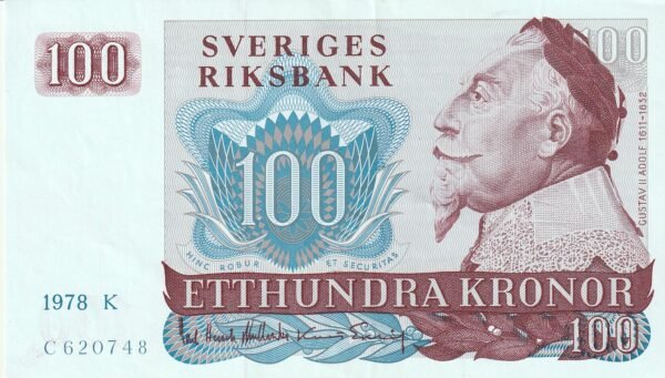 Suecia SWD-P-54b, 100 Kronor,  Nº C620748, 1978-K,