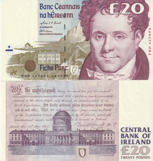 Irlanda IRL-P-77b, 20 Pounds, CENTRAL BANK OF IRELAND / BANC CEANNAIS NA HÉIREANN, 16-2-1999,Look Scand, XF
