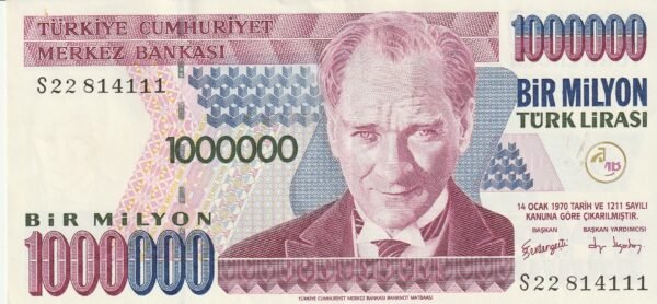 Turquia TUQ-P-213, 1.000.000 Lira Turca, L-1970, Look Scand, UNC