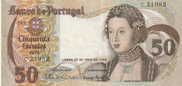 Portugal PTG-P-174a(6), 50 Escudos, 1968, Look Scand, VF+
