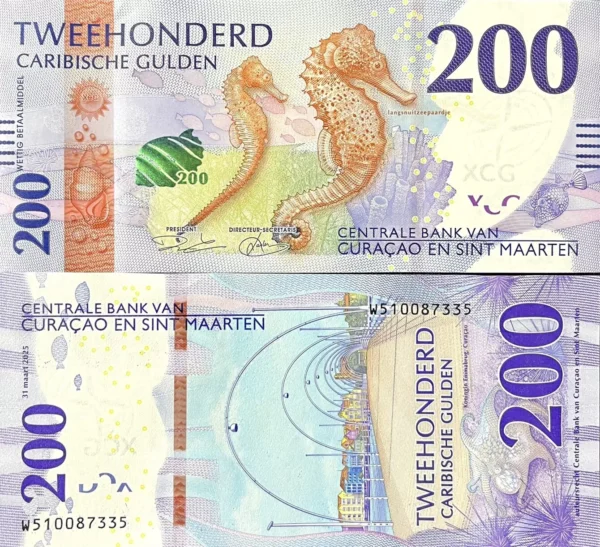 Curacao & St Maartem CRS-P-5, 200 Florines, 2025, Caballito de Mar, UNC,