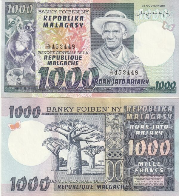Madagascar MDG-P-65, 1.000 Ariary, Look Scand, UNC/Ph