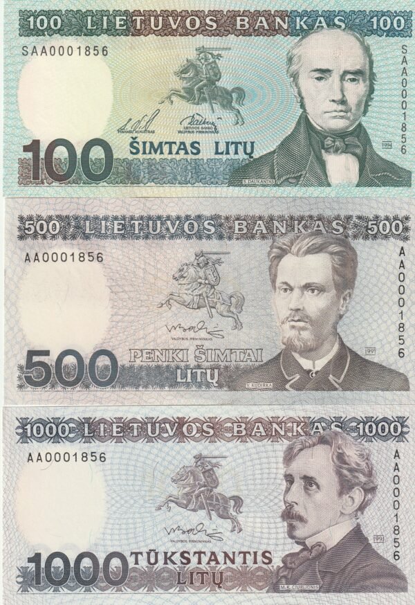 Lithuania LTH-P-50b, 51 y 52, Set 3 valores misma numeración, UNC