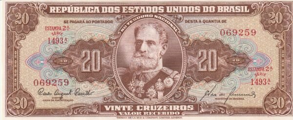Brasil BRA-P-160d, 20 Cruceiors, ND-1955/61, Fonseca,  UNC