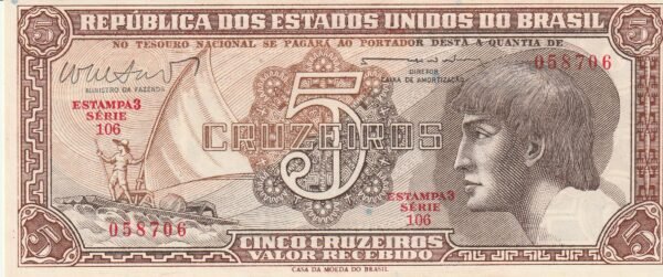 Brasil BRA-P-166b, 5 Cruceiros, ND-1962, UNC