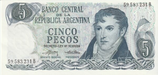 Argentina-ARG-P-294(2), 5 Pesos, ND-1976, UNC