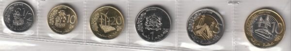 Marruecos Set 6 valores, (10-5-1 Dinars y 20-10-1/2 Cent.) 2023