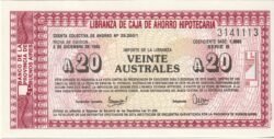 Argentina ARG-P-Libranza 20 Australes, 1985, UNC