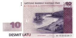 Latvia LAT-P-54, 10 Latu, 2008, UNC