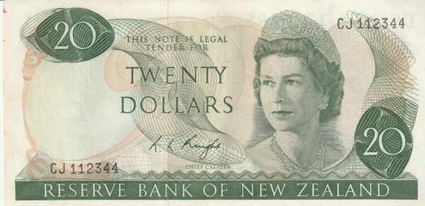 Nueva Zelanda NZL-P-173c, 20 $, ND-1967/81, Look Scand, XF++