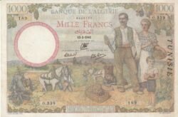 Túnez TNZ-P-20a, 1.000 Fcos., 12-Febrero-1942, Nº 8463189, Look Scand, Veri Fine