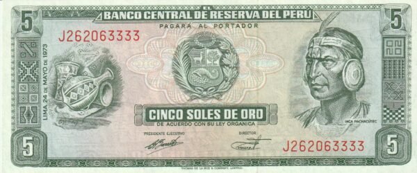 Perú PER-P-99c(73), 5 Soles, 24-5-1974, XF