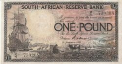 Sudafrica DSF-P-75, 1 pound, 21-Septiembre-1921, Nº A/U730308, Look Scand, XF