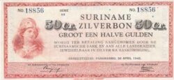 Suriname SRM-P-104c, 50 Ctmos.Gulden, Nº 18856, Look Scand, XF+