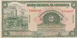 Nicaragua NIC-P-92b, 2 Córdobas, 1945, Nº 1094010, Look Scand, XF
